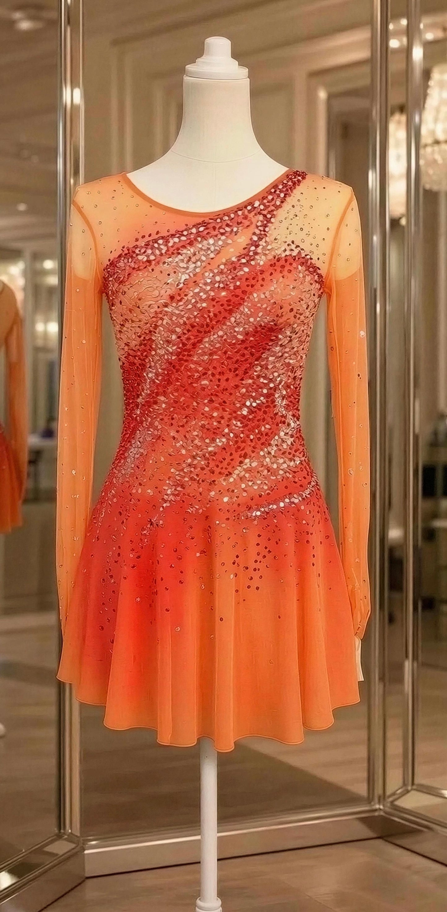 Adult XS Orange Ombre freestyle dress