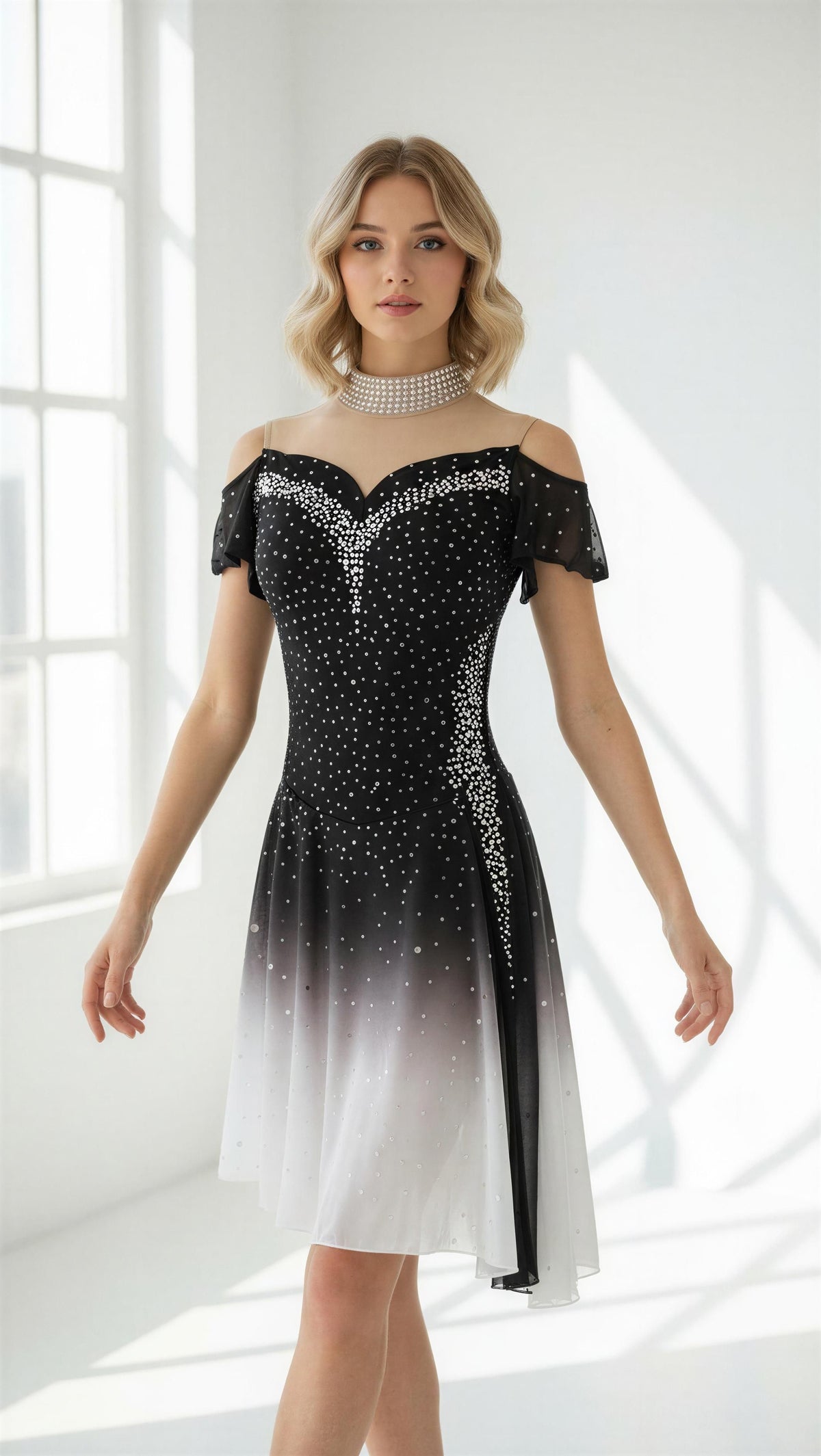 Adult Medium Black /White Dance dress