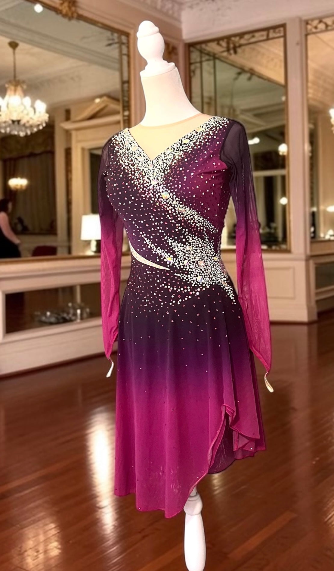 Adult Medium Maroon Ombre dance dress