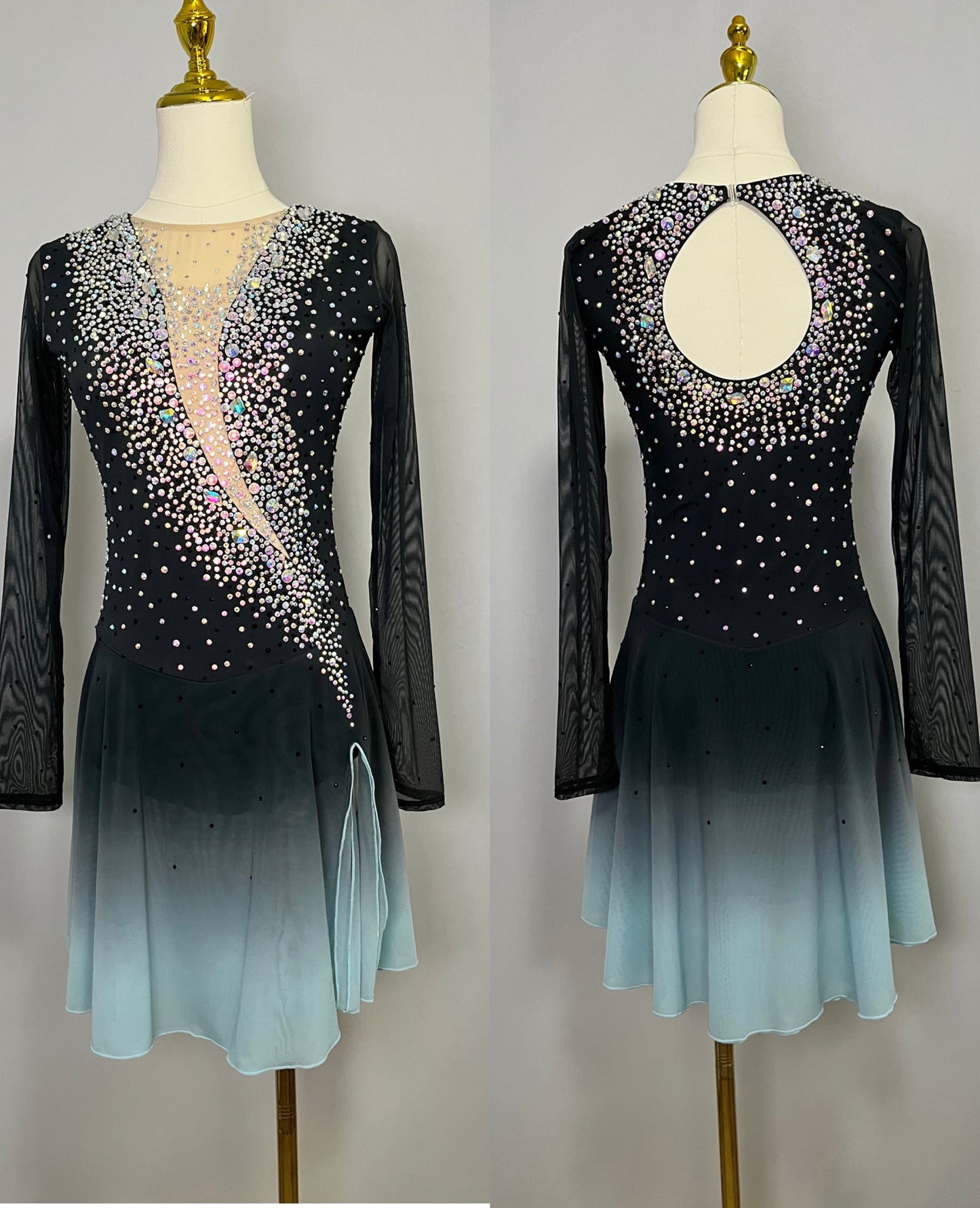 CLEARENCE! Adult Small Black / Aqua dance freestyle dress