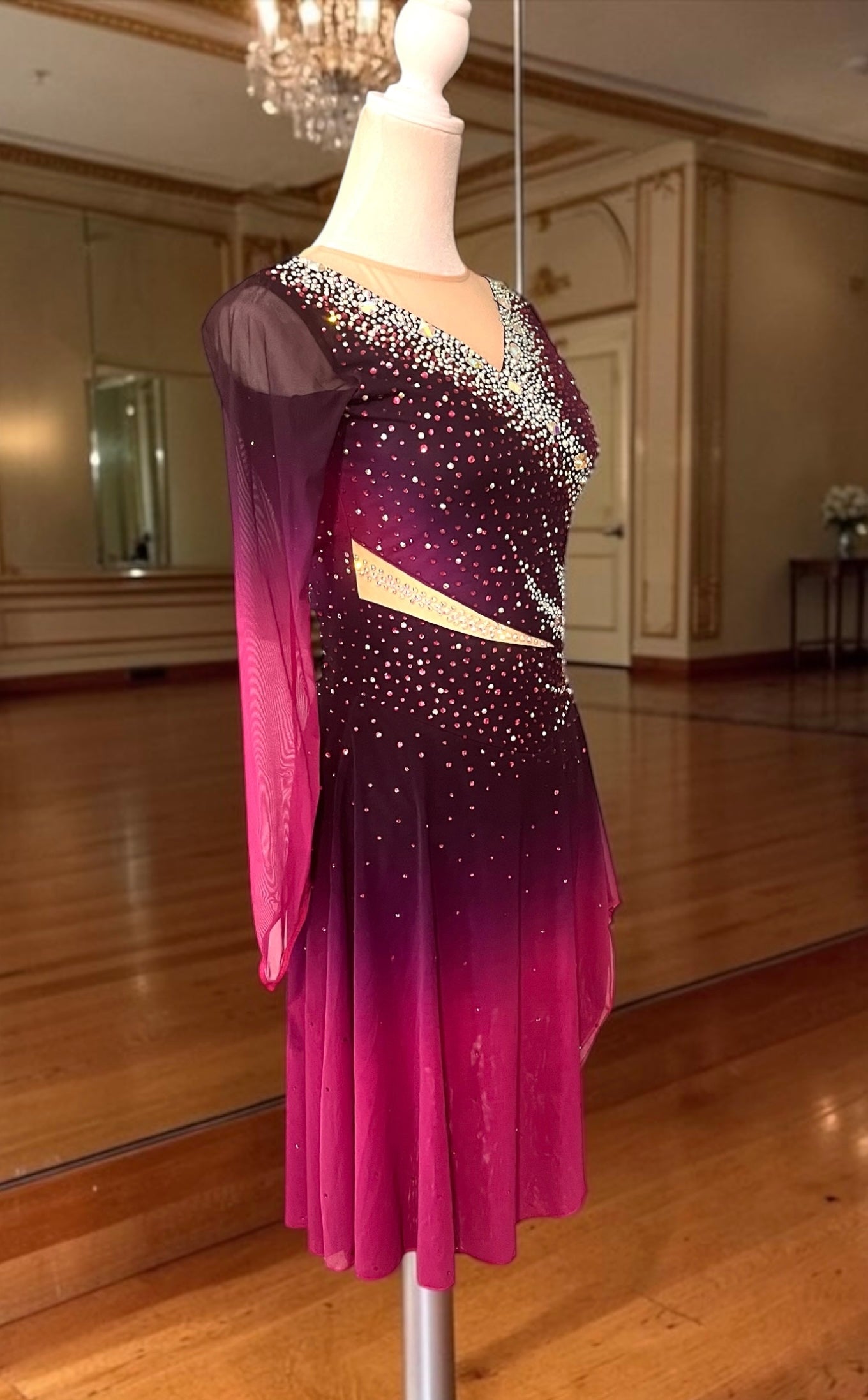 Adult Medium Maroon Ombre dance dress