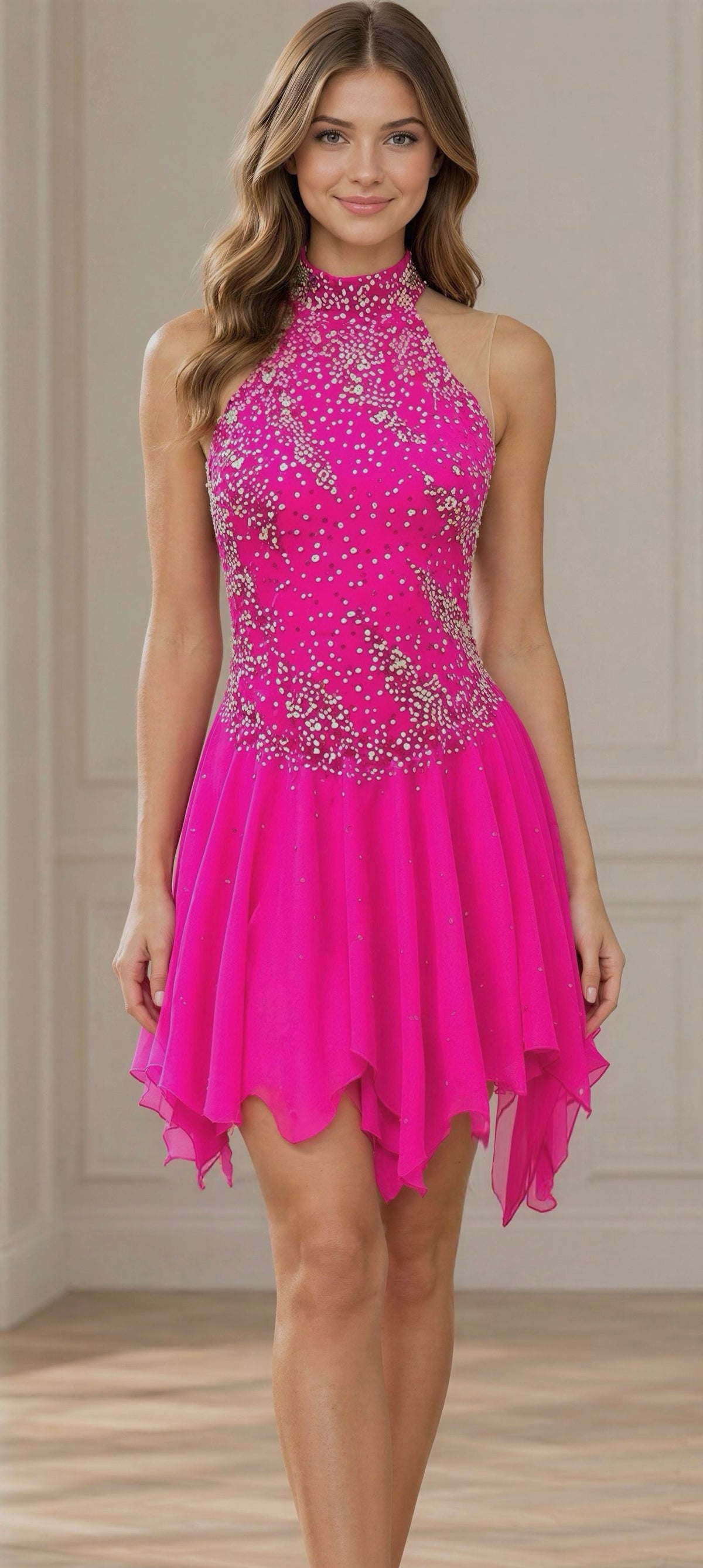 Adult Medium Bright Hot Pink dance dress