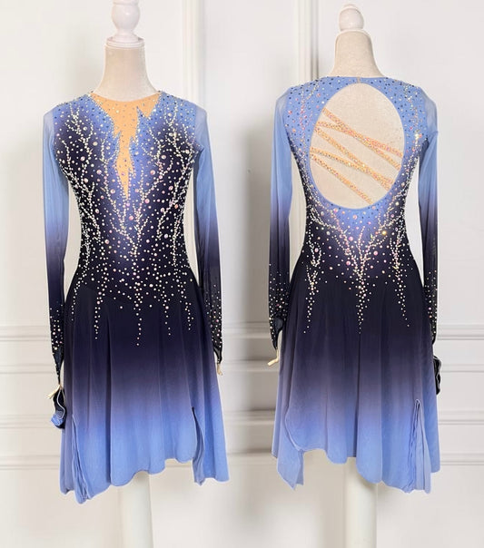 blue ombre figure skating dress Alice Cobalt Blue Embellished Maxi Dress – Frock and Frill main image 1