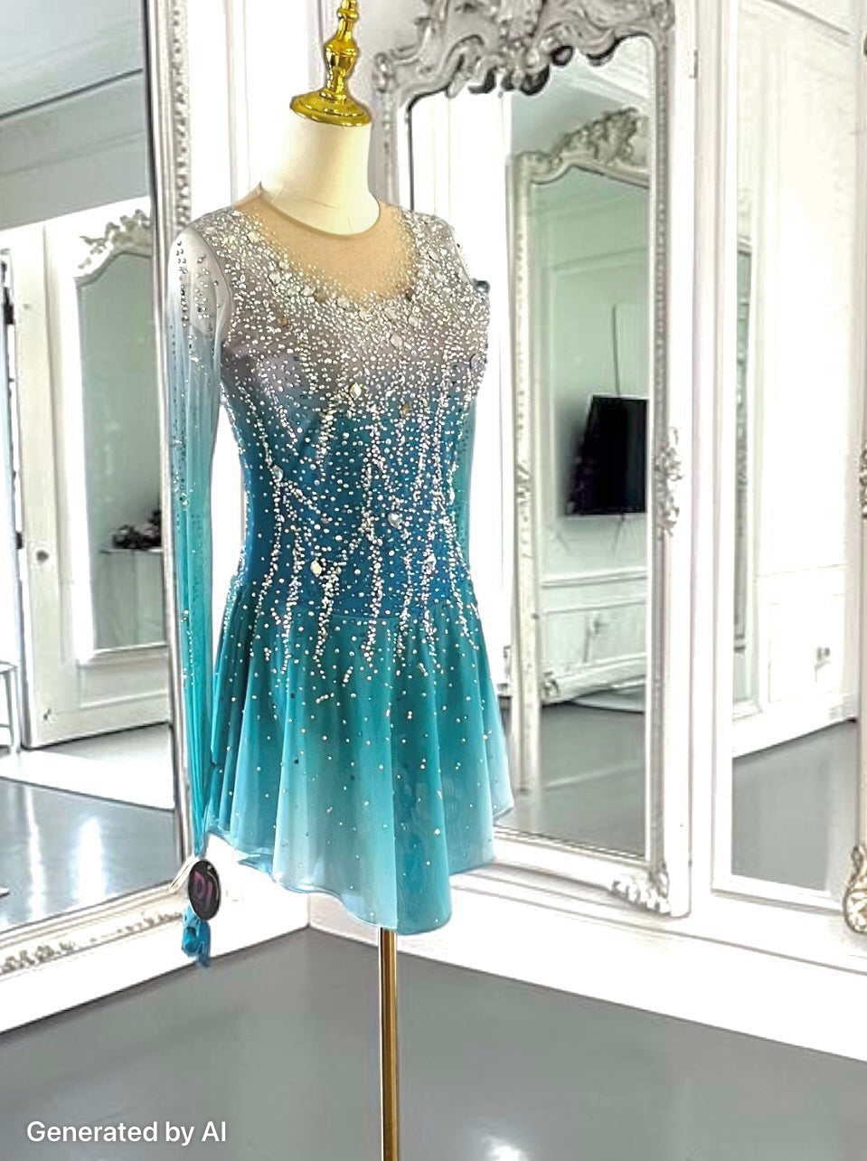 Adult Medium Gray/Green Ombre freestyle dress
