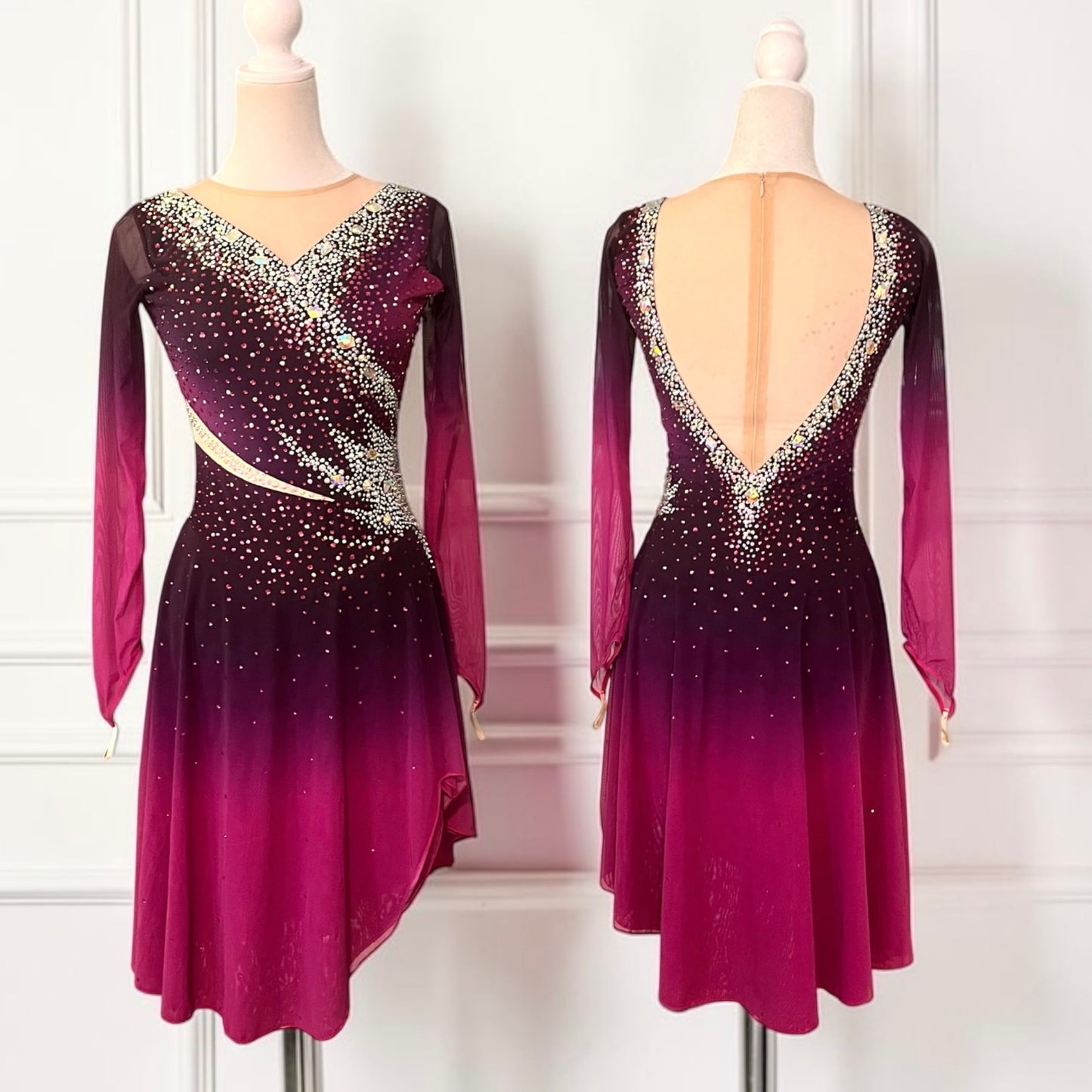 Adult Medium Maroon Ombre dance dress