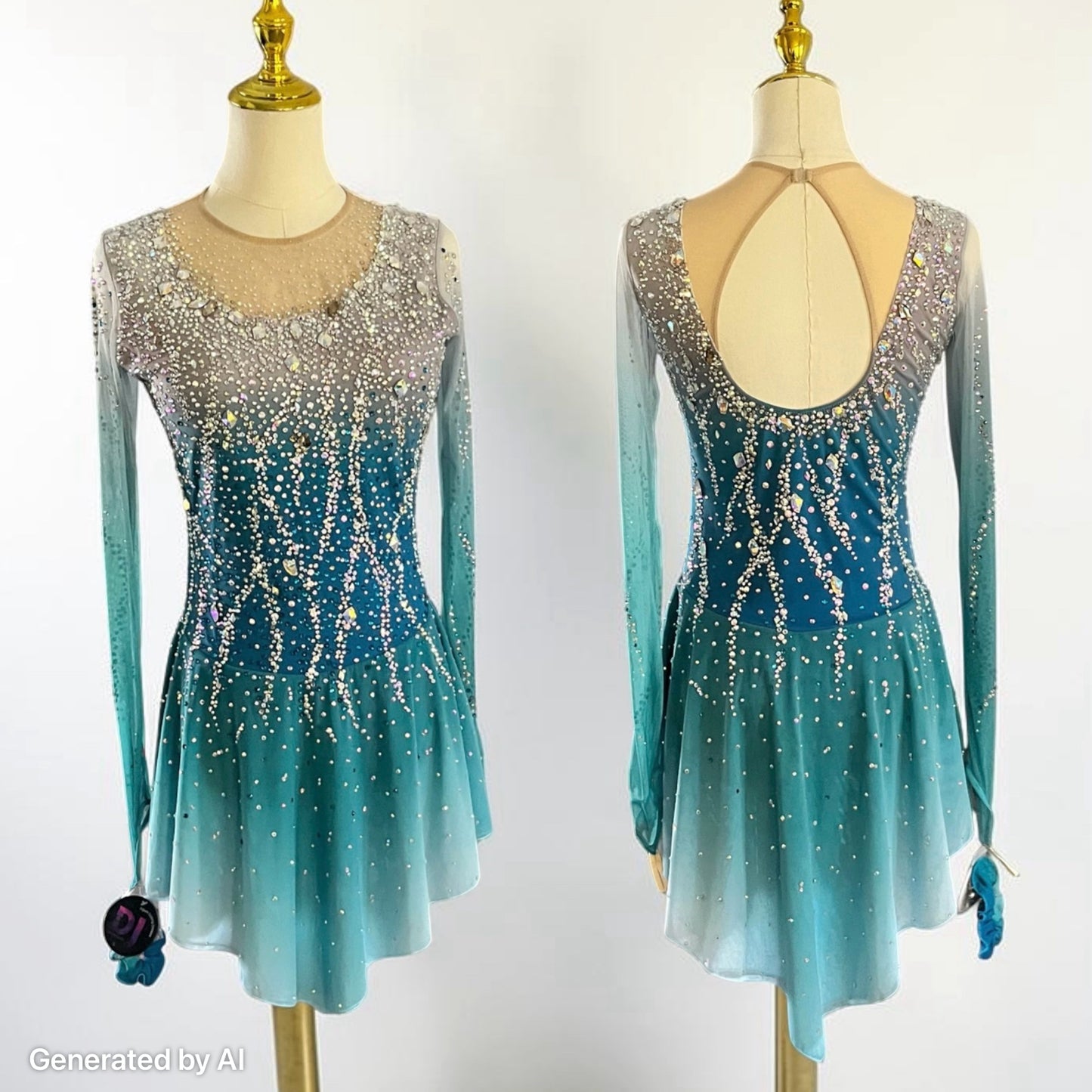 Adult Medium Gray/Green Ombre freestyle dress