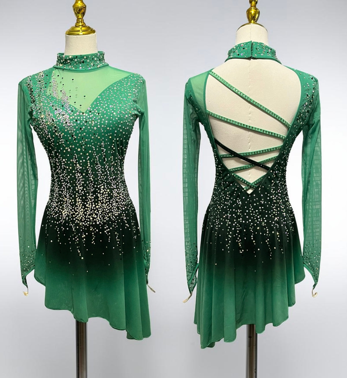 Adult Medium Green Ombre freestyle dress