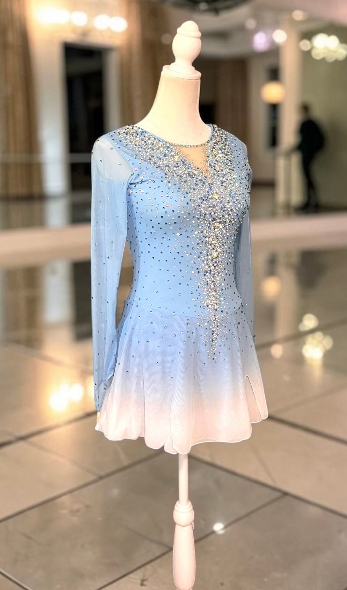Adult Small Light Blue/White  Ombre freestyle dress