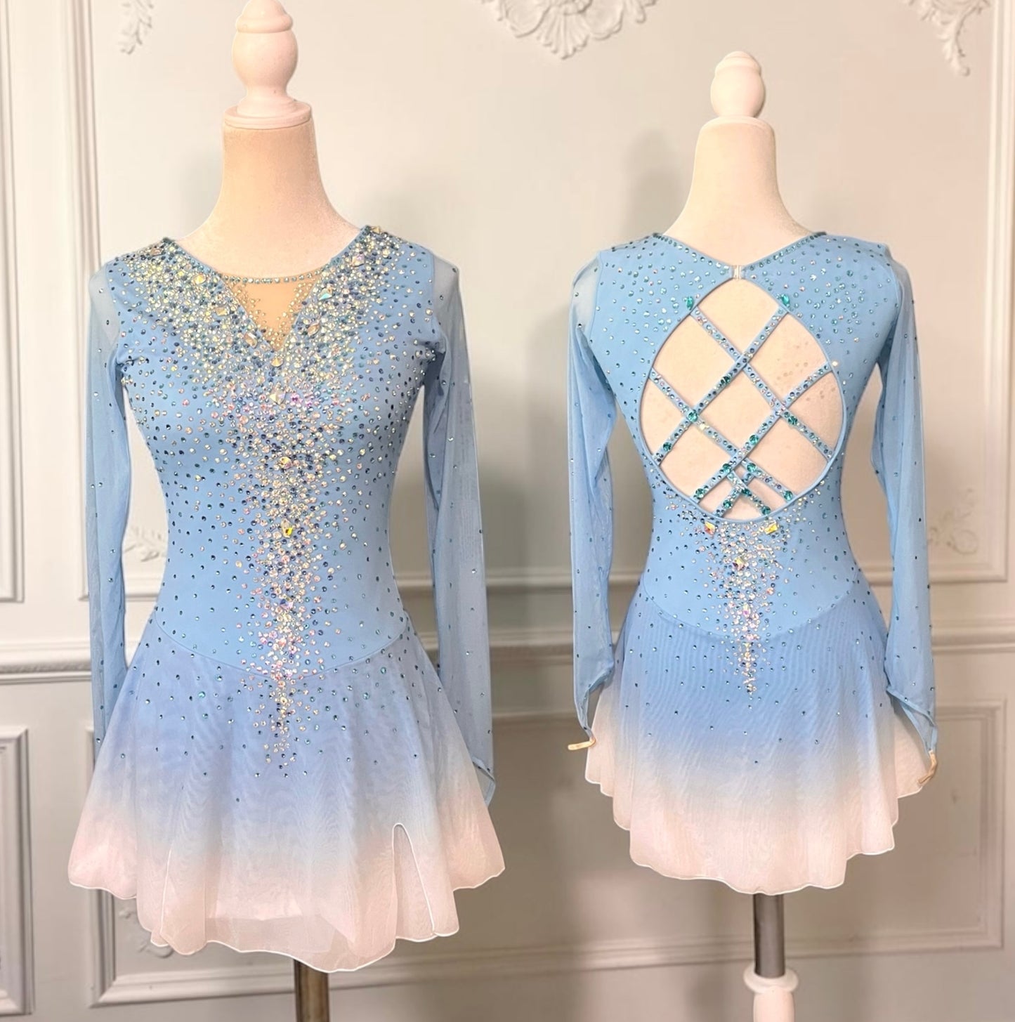 Adult Small Light Blue/White  Ombre freestyle dress
