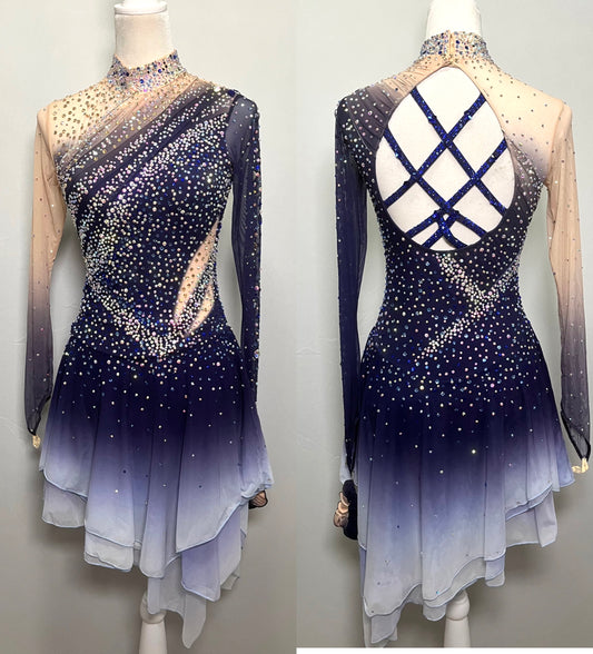 Adult Small Blue Ombre Dance/freestyle dress